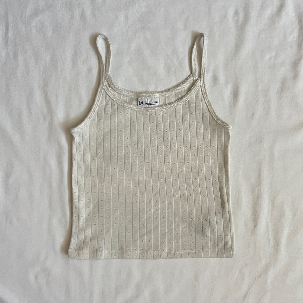 Gap Pointelle Tank Top | Cream Picot Trim Camisole Teen Size 12